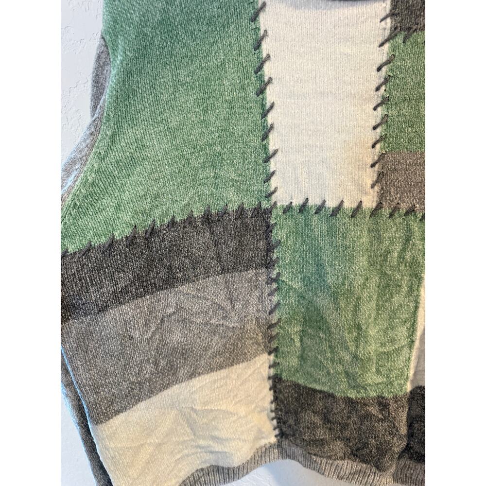 Alfred Dunner Patchwork Knit Sweater Green Gray Size XL - Picture 5 of 8